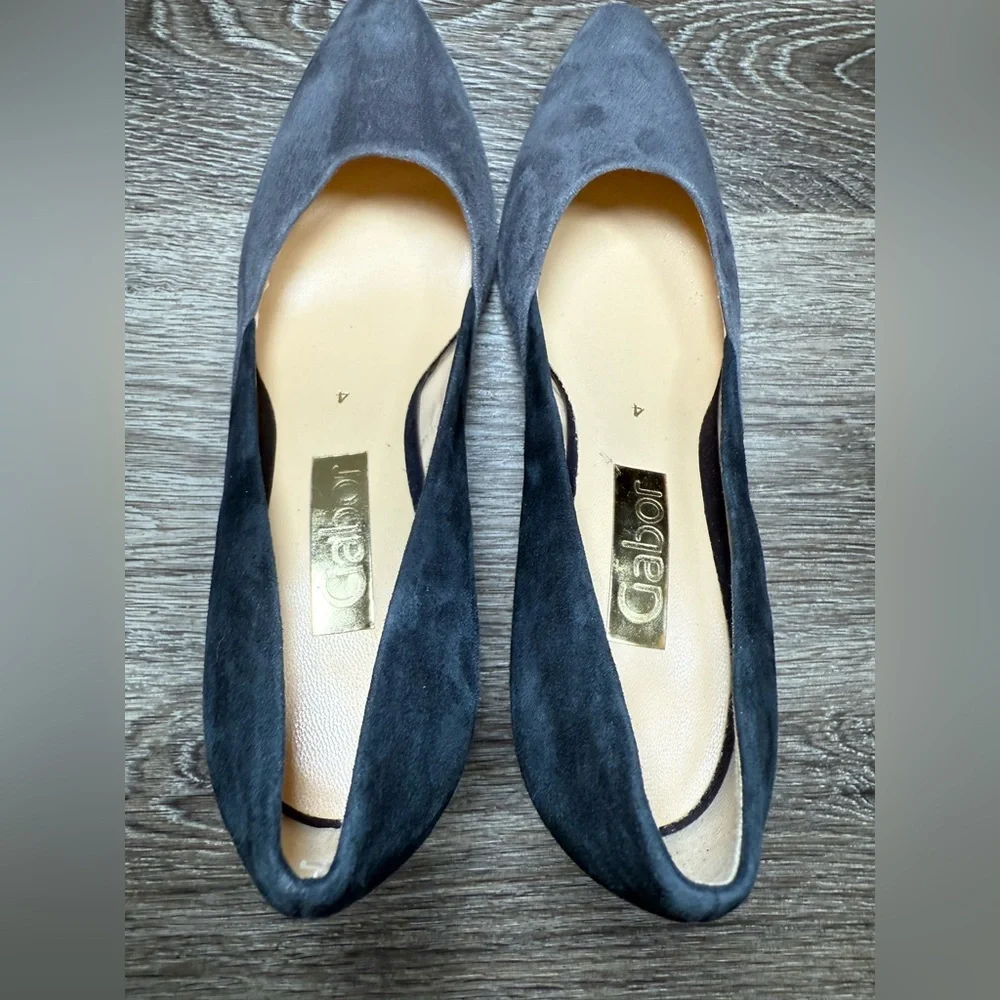 Gabor Shoes Womens sz:6.5 Suede Heels Gray Blue‎ UK4 Minimalist Neutral Capsule
